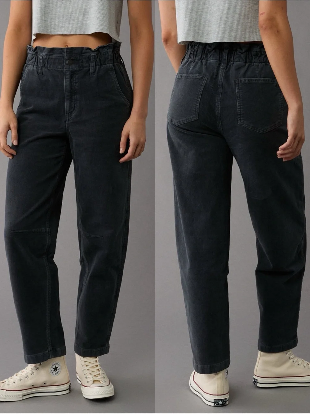AMERICAN EAGLE Super High Waisted Corduroy Paper Bag Pant